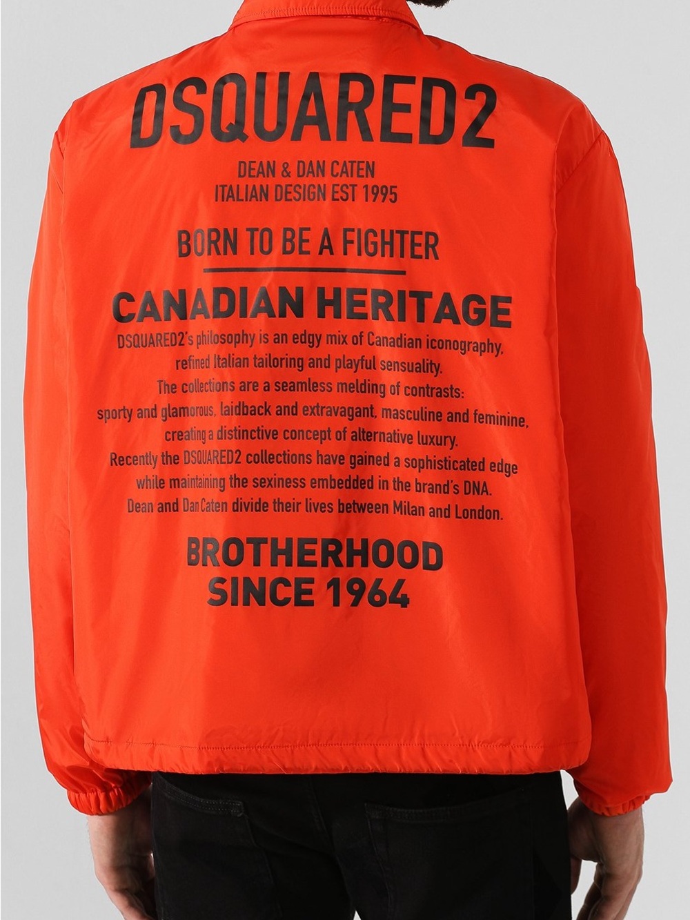 DSQUARED2 Bright Orange Windbreaker Men's Orange and Black Jacket